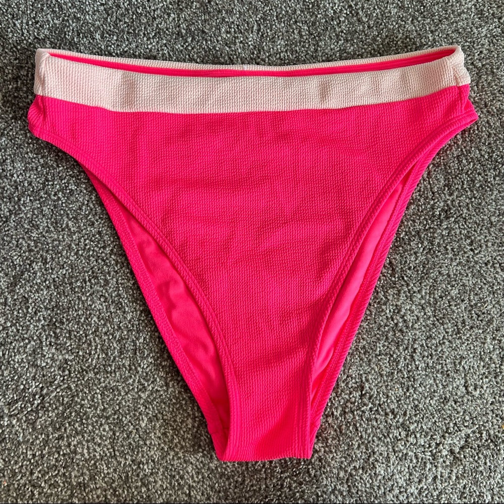 Hot Pink High Rise Bathing Suit Bottom